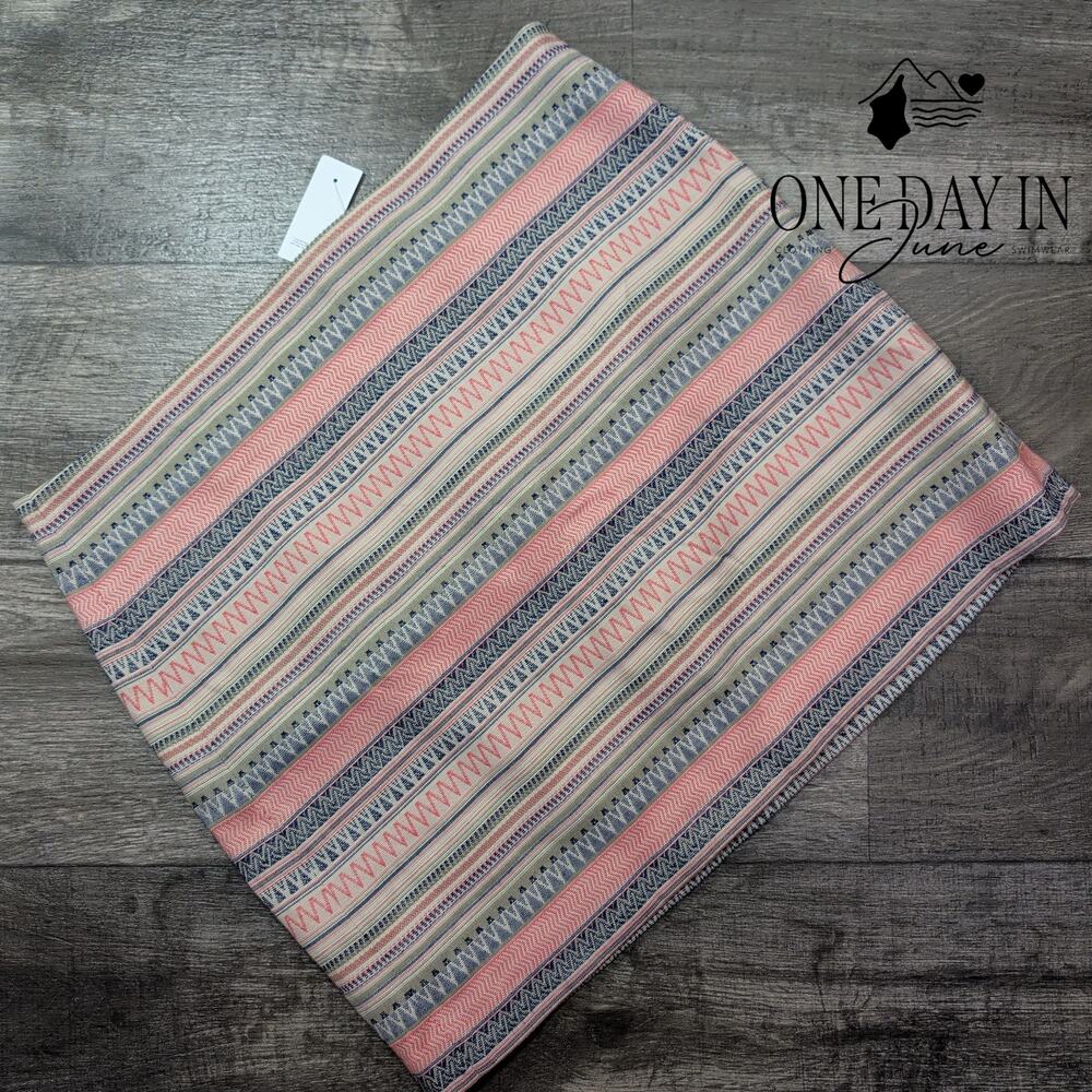 Loft Geometric Striped Jacquard Mini Skirt Pink Blue NWT $54.99 Size 16